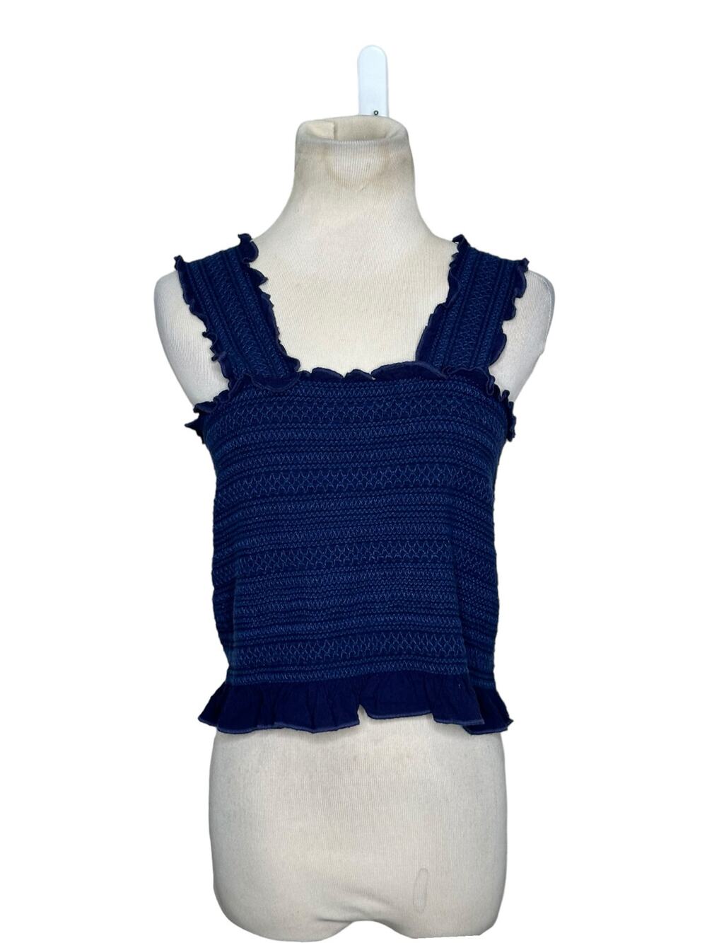Timing blue smocked fitted sleeveless top size Large
